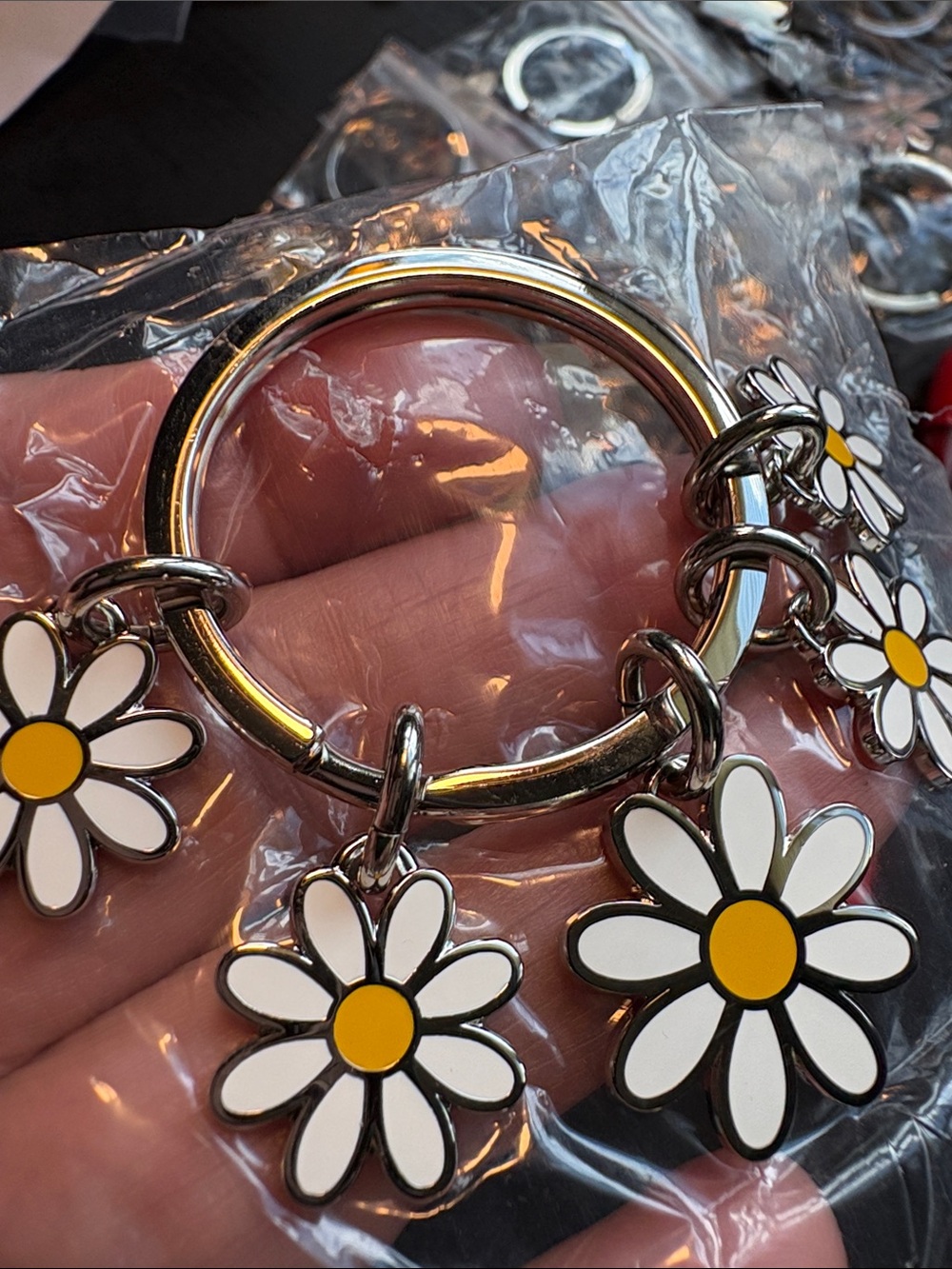 Coach White and Yellow Daisy Charm Key Ring - Picture 3 of 4